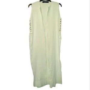 Zara Sleeveless Duster With Lace Up Detail Size Small